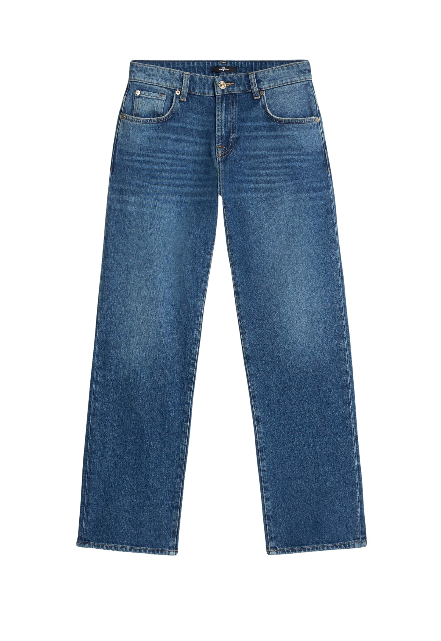 7 FOR ALL MANKIND WOMEN CALIE STRAIGHT  Mid Waist Jeans Explorer Blue