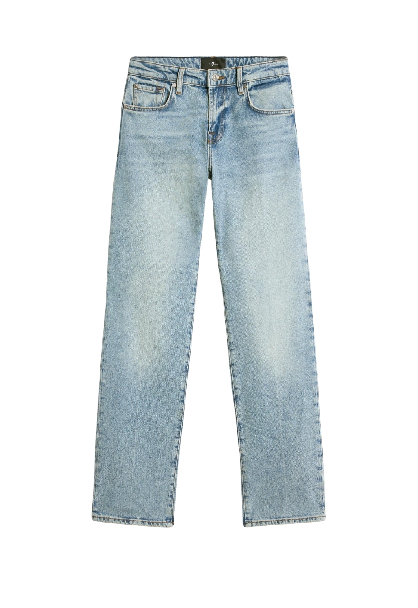 7 FOR ALL MANKIND WOMEN CALIE STRAIGHT Mid Waist Jeans Blue