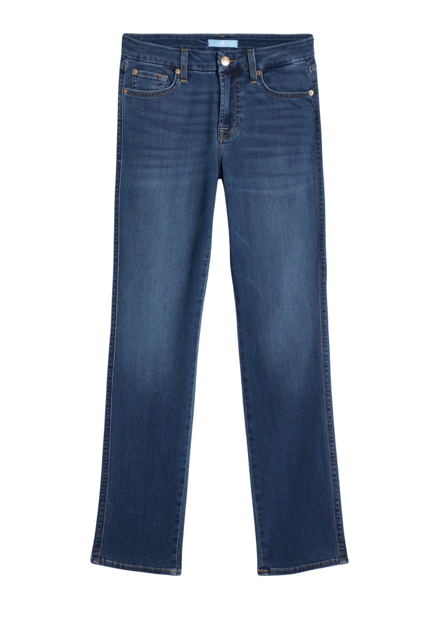 7 FOR ALL MANKIND WOMEN KIMMIE STRAIGHT Duchess Mid Waist Slim Jeans Mid Blue