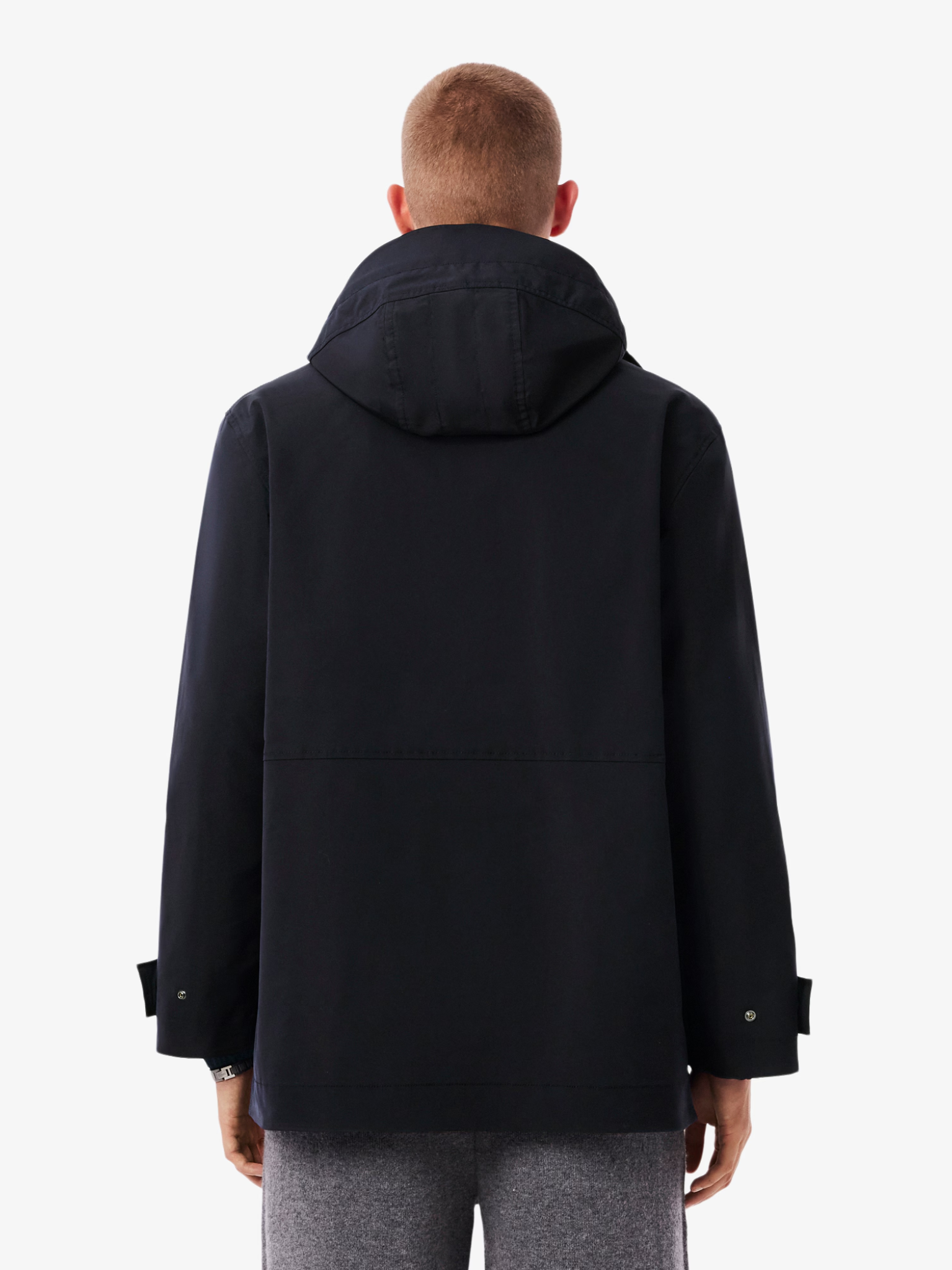 LACOSTE Mid-length Water-Repellent Hooded Parka Navy Blue