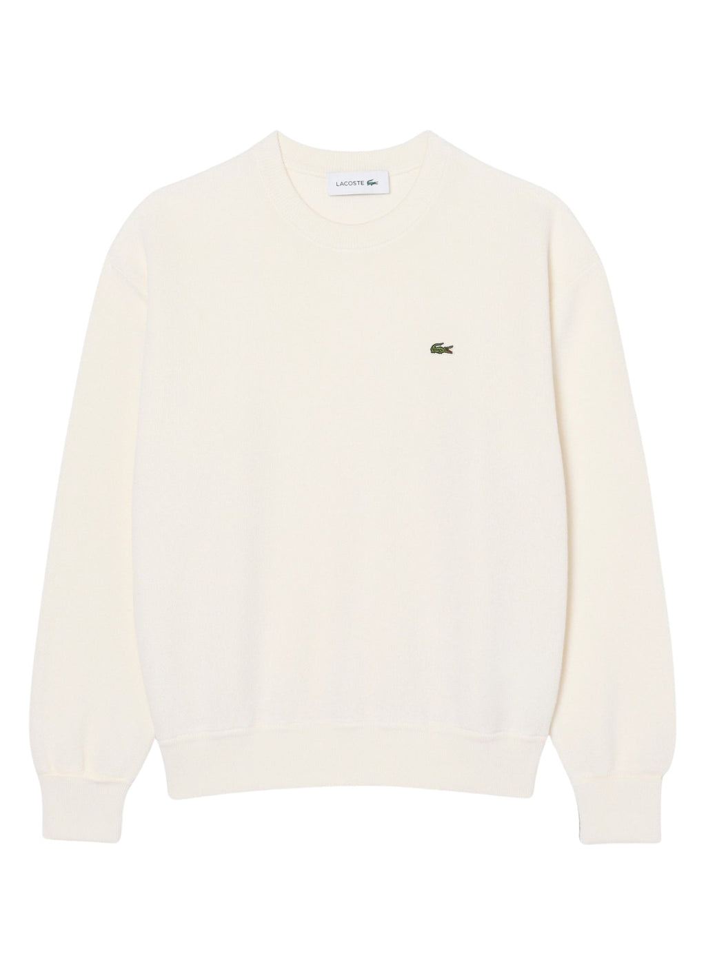 LACOSTE WOMEN Relaxed Fit Cotton Crew Neck Sweater White