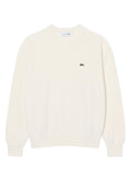 LACOSTE WOMEN Relaxed Fit Cotton Crew Neck Sweater White