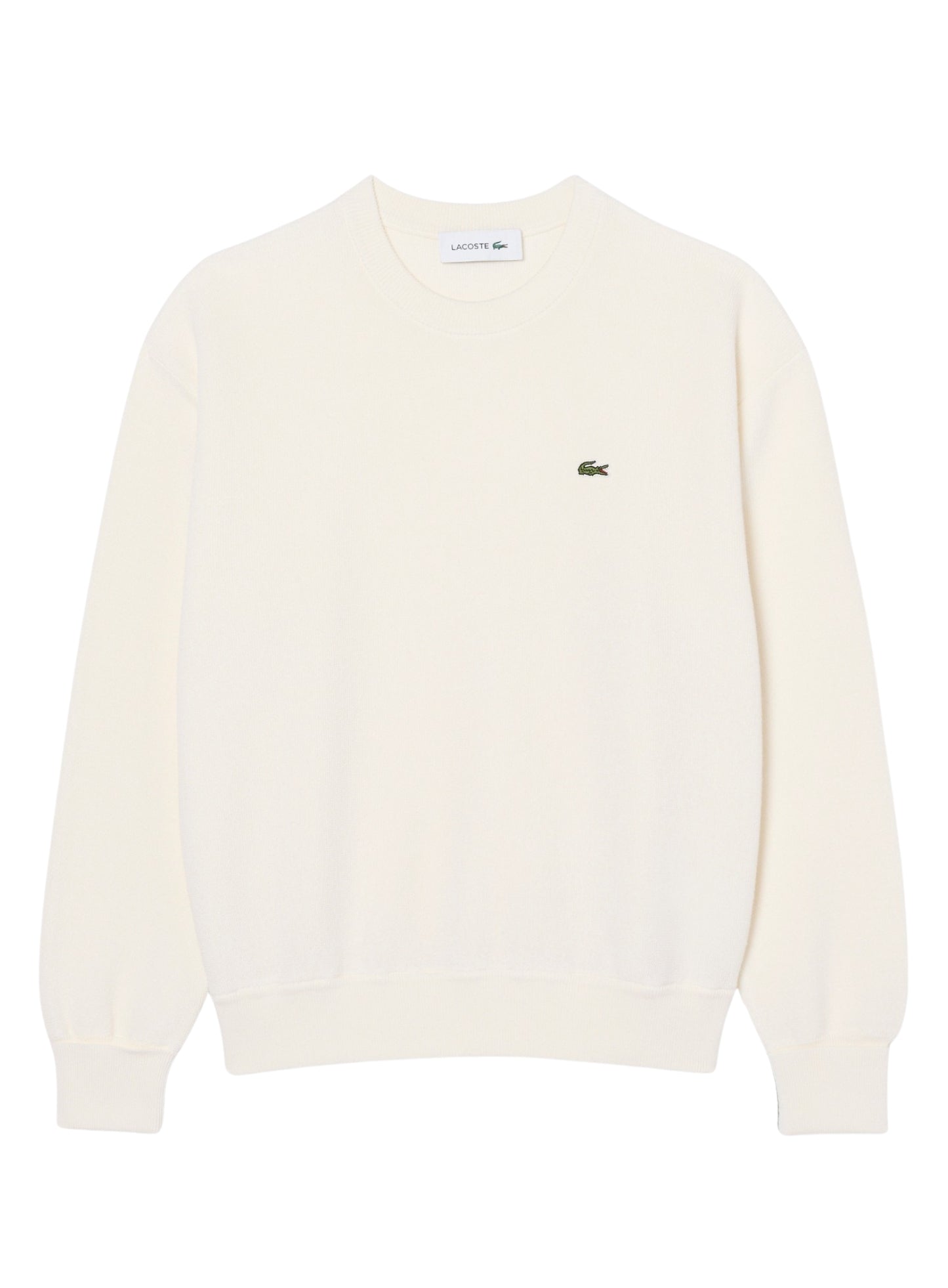 LACOSTE WOMEN Relaxed Fit Cotton Crew Neck Sweater White