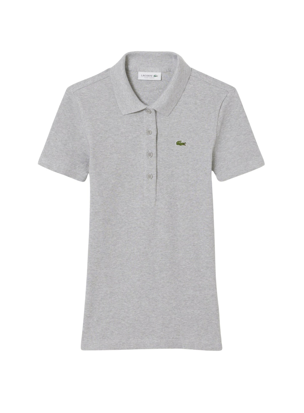 LACOSTE WOMEN Slim Fit L.12.D Ribbed Cotton Polo Shirt Light Grey