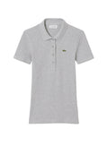 LACOSTE WOMEN Slim Fit L.12.D Ribbed Cotton Polo Shirt Light Grey