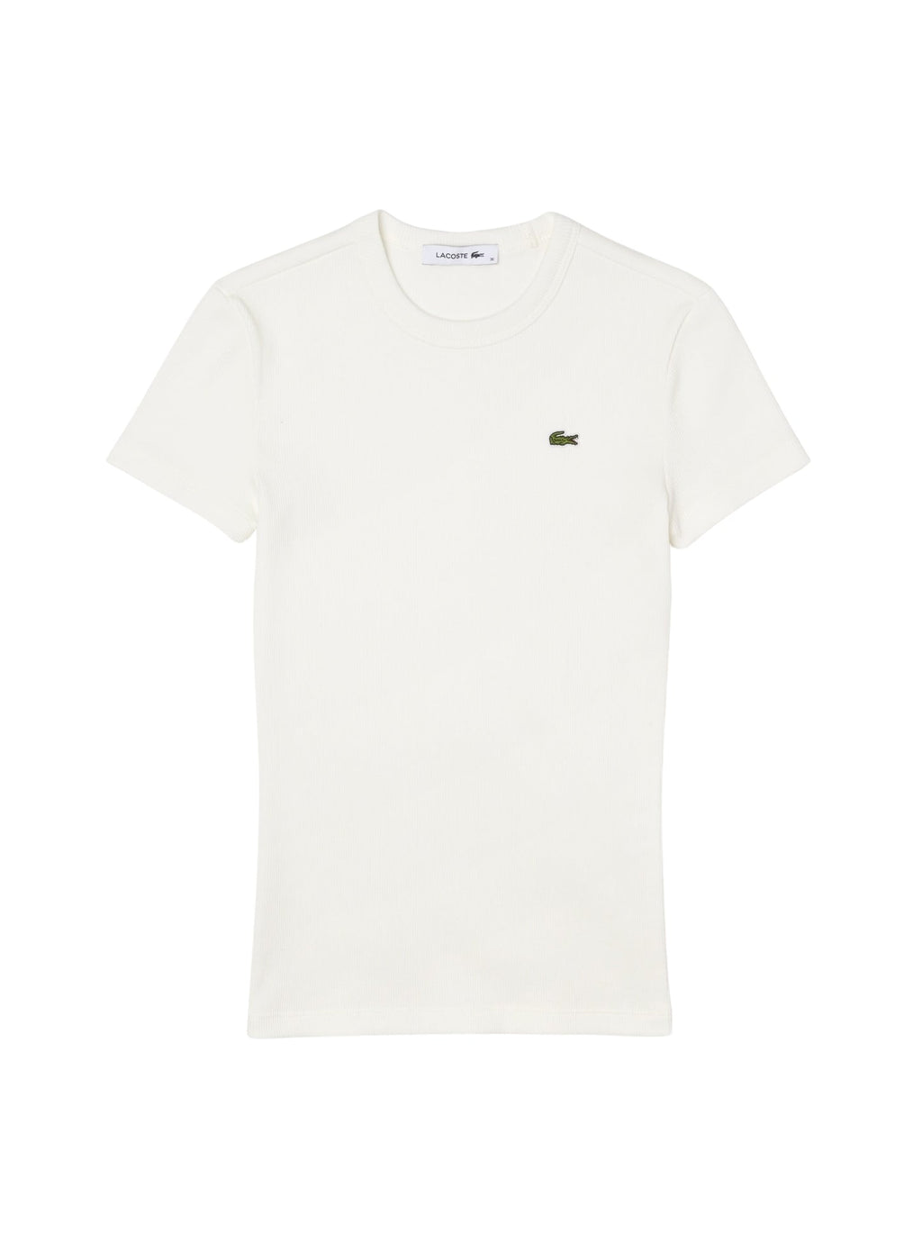 LACOSTE WOMEN Slim Fit Ribbed Cotton T-shirt White