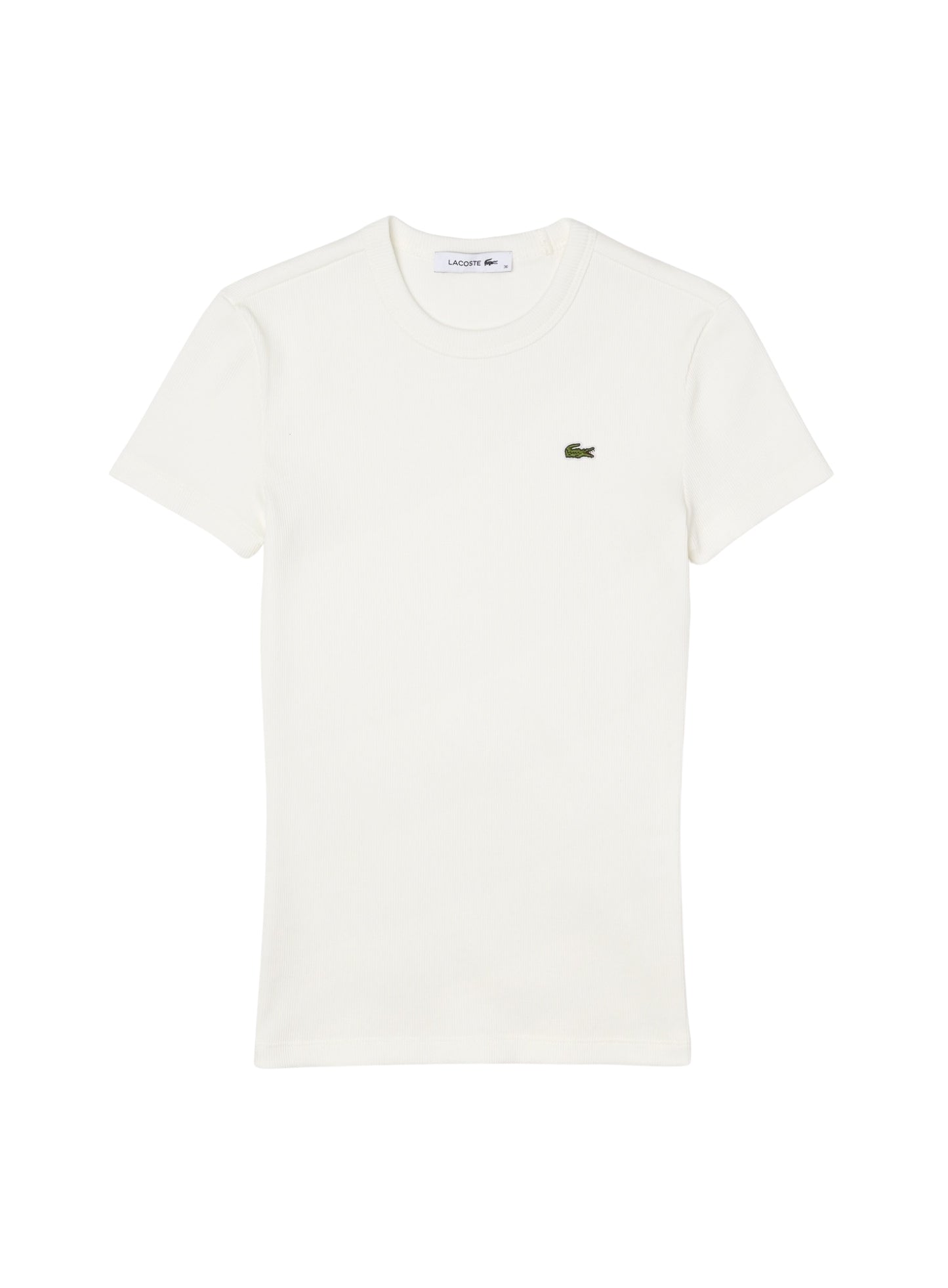 LACOSTE WOMEN Slim Fit Ribbed Cotton T-shirt White