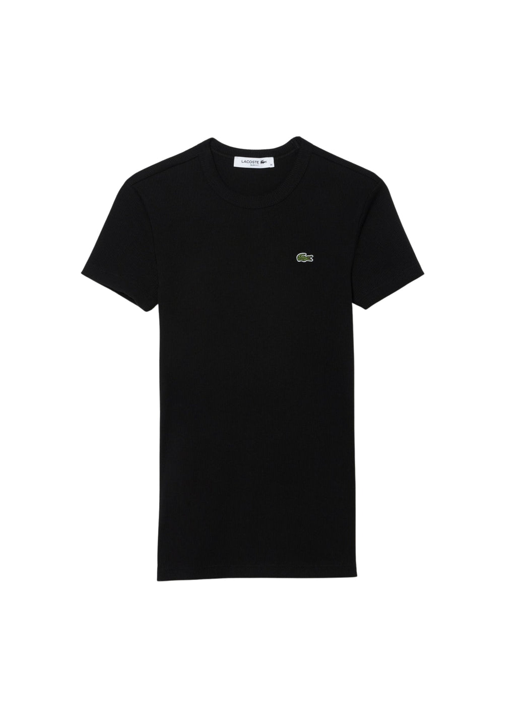 LACOSTE WOMEN Slim Fit Ribbed Cotton T-shirt Black