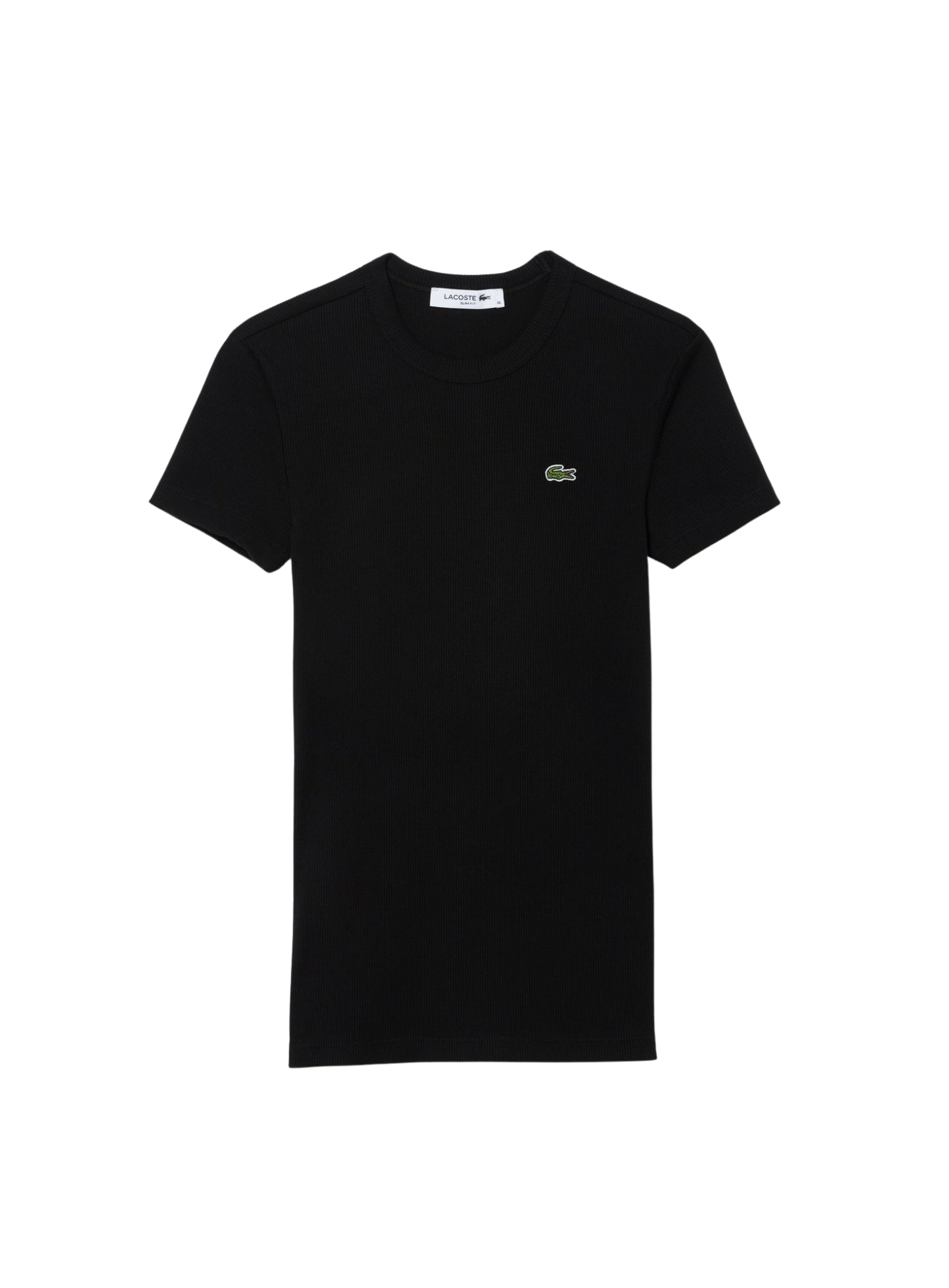 LACOSTE WOMEN Slim Fit Ribbed Cotton T-shirt Black