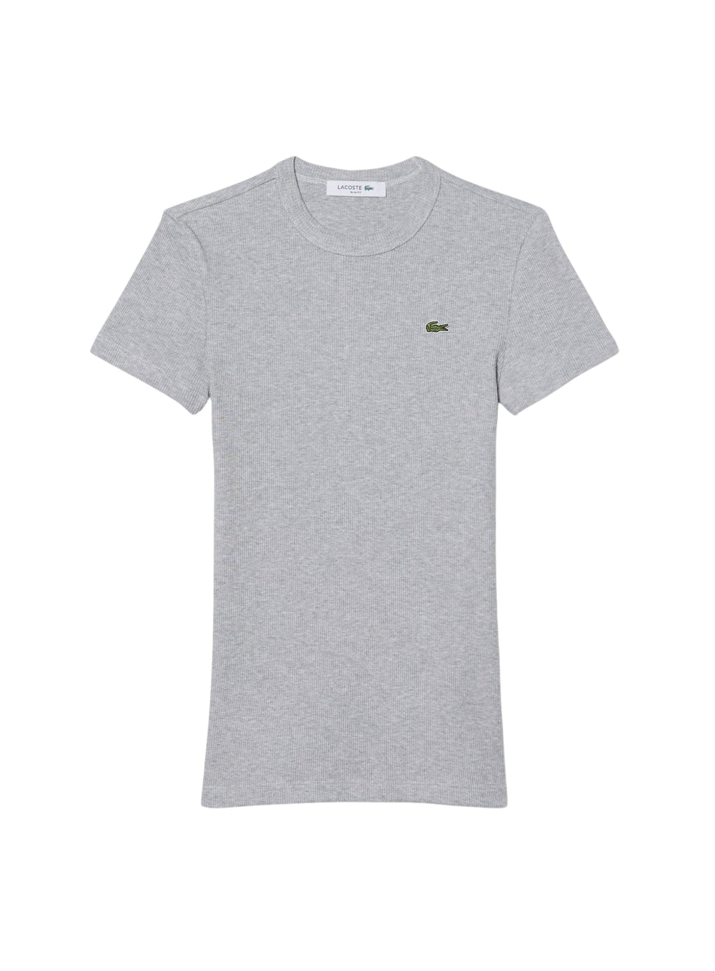 LACOSTE WOMEN Slim Fit Ribbed Cotton T-shirt Grey