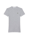 LACOSTE WOMEN Slim Fit Ribbed Cotton T-shirt Grey