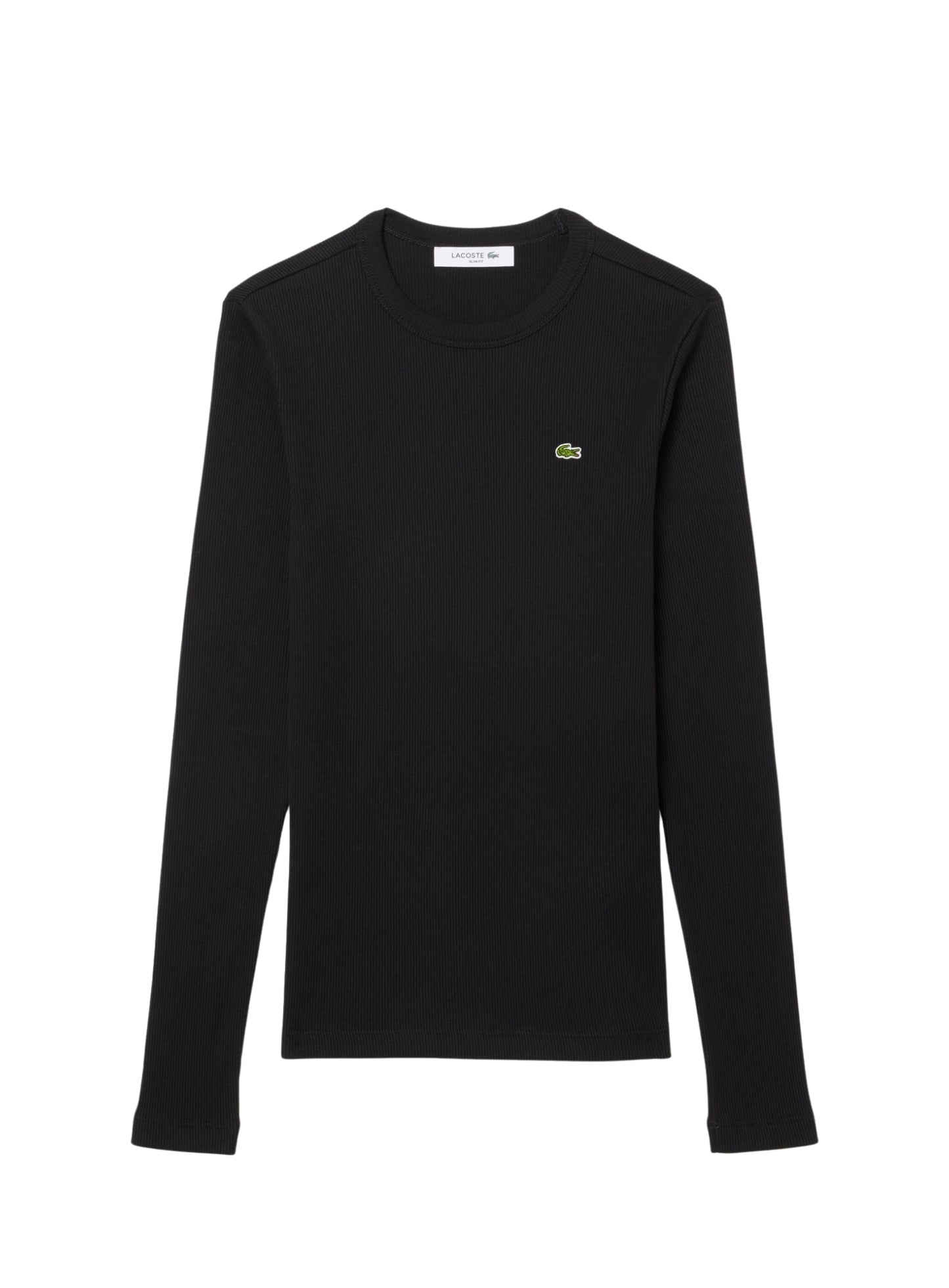 LACOSTE WOMEN Slim Fit Ribbed Cotton T-shirt Black