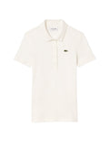 LACOSTE WOMEN Slim Fit L.12.D Ribbed Cotton Short Sleeves Polo Shirt White
