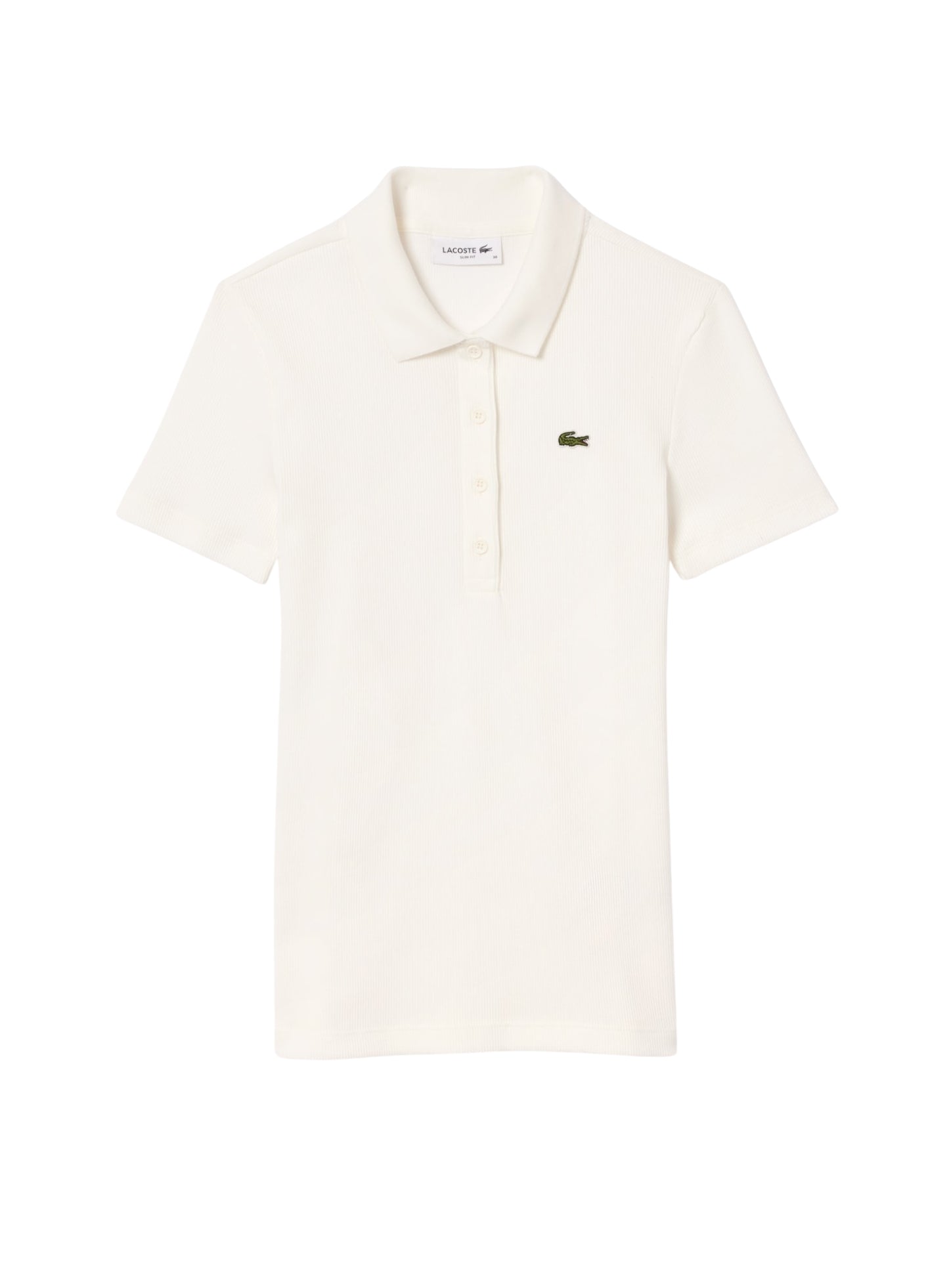 LACOSTE WOMEN Slim Fit L.12.D Ribbed Cotton Short Sleeves Polo Shirt White