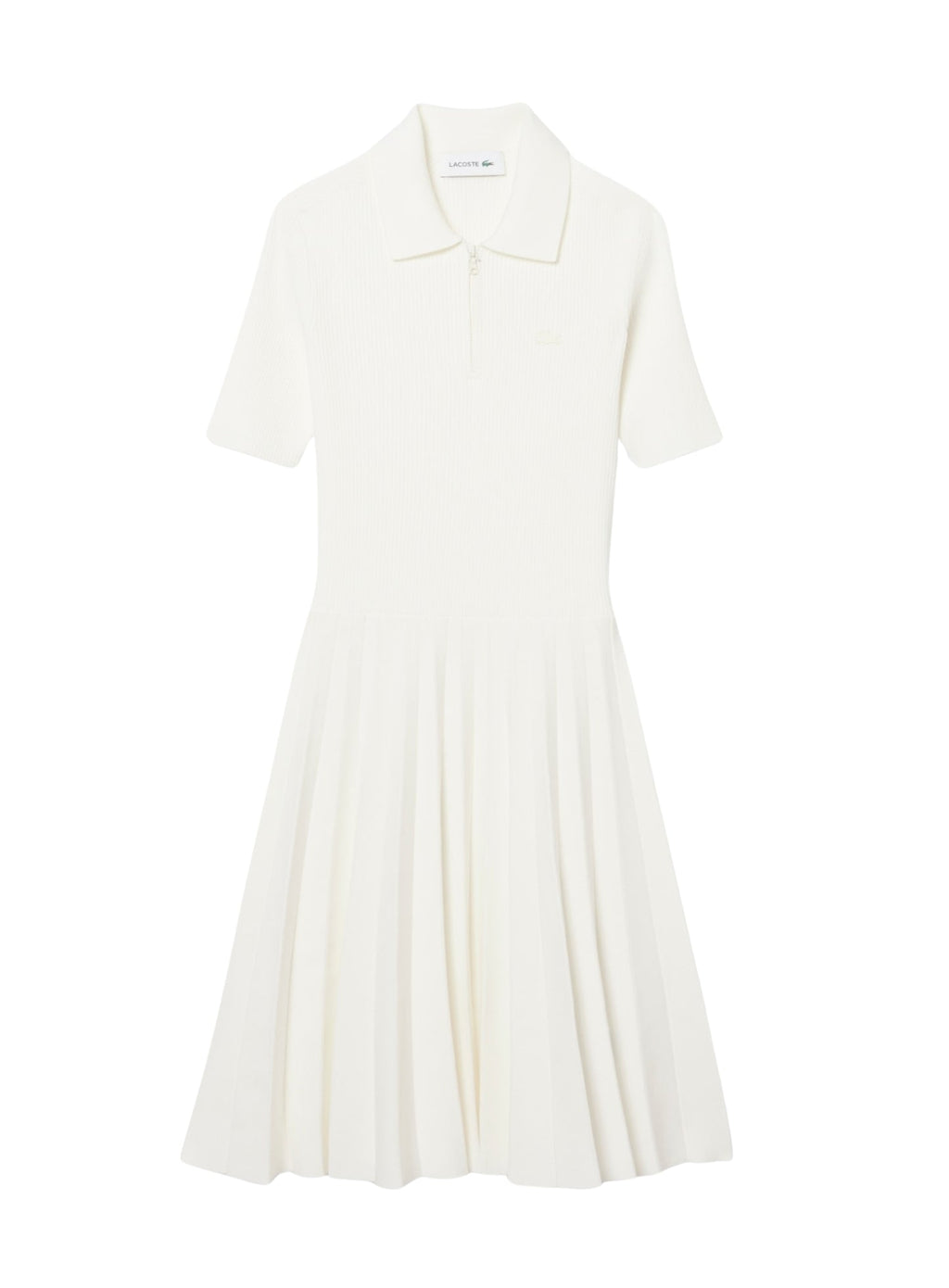 LACOSTE WOMEN Pleated Polo Collar Dress White