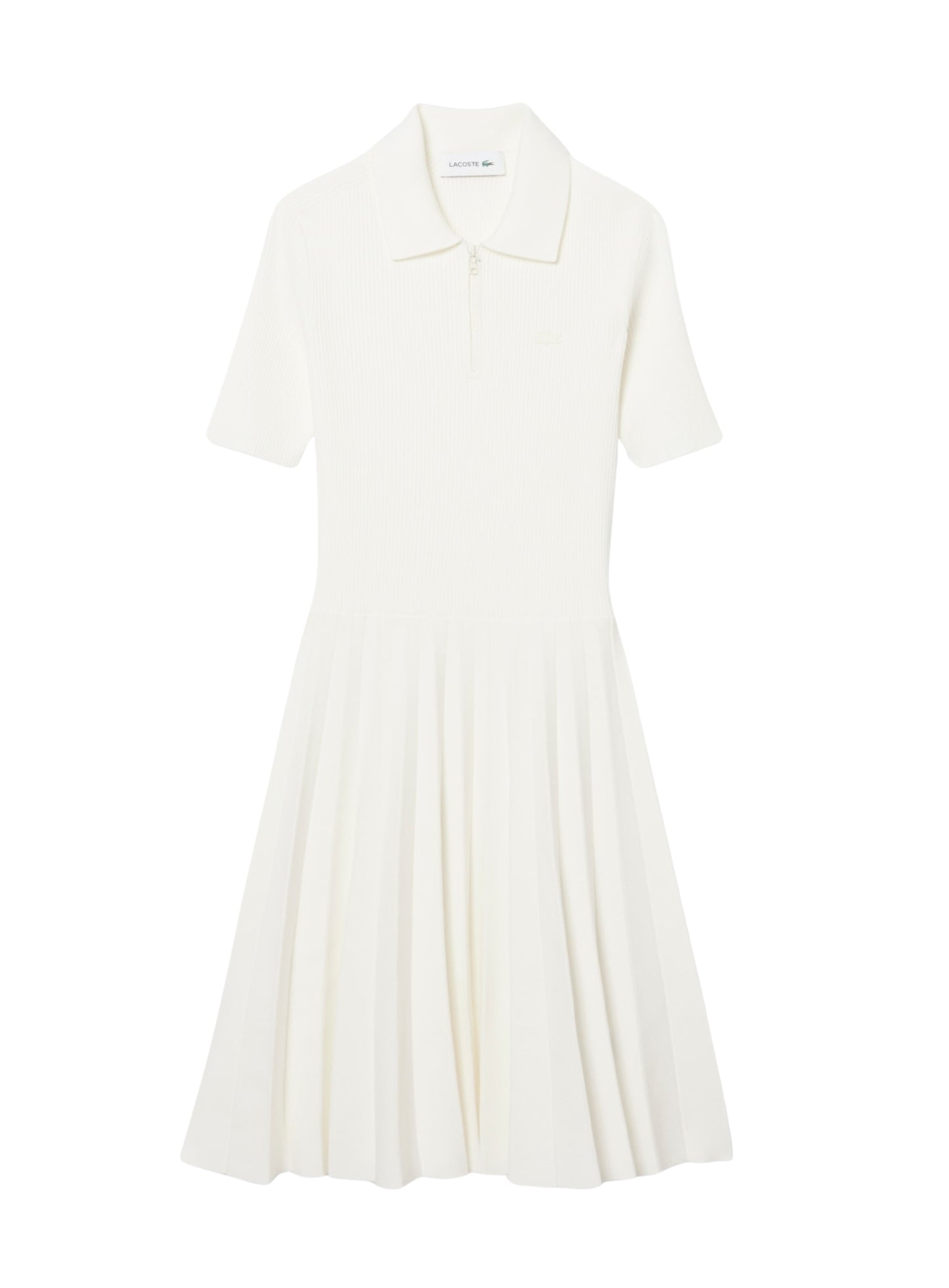 LACOSTE WOMEN Pleated Polo Collar Dress White