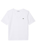 LACOSTE WOMEN Relaxed Fit Soft Cotton V Neck T-shirt White