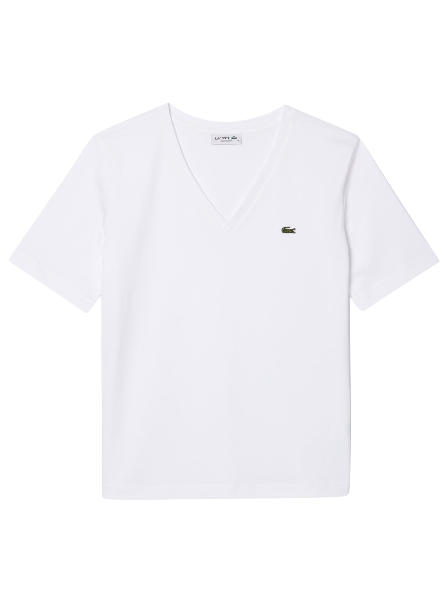 LACOSTE WOMEN Relaxed Fit Soft Cotton V Neck T-shirt White