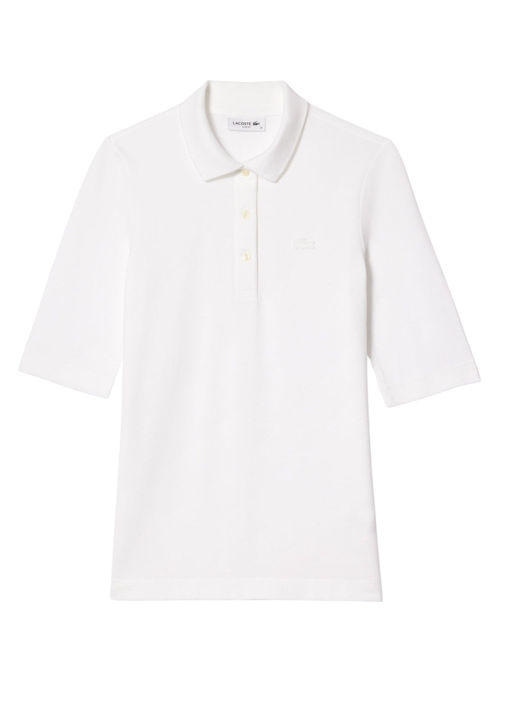 LACOSTE WOMEN Slim Fit L.12.D Three Quarter Sleeve Polo Shirt White