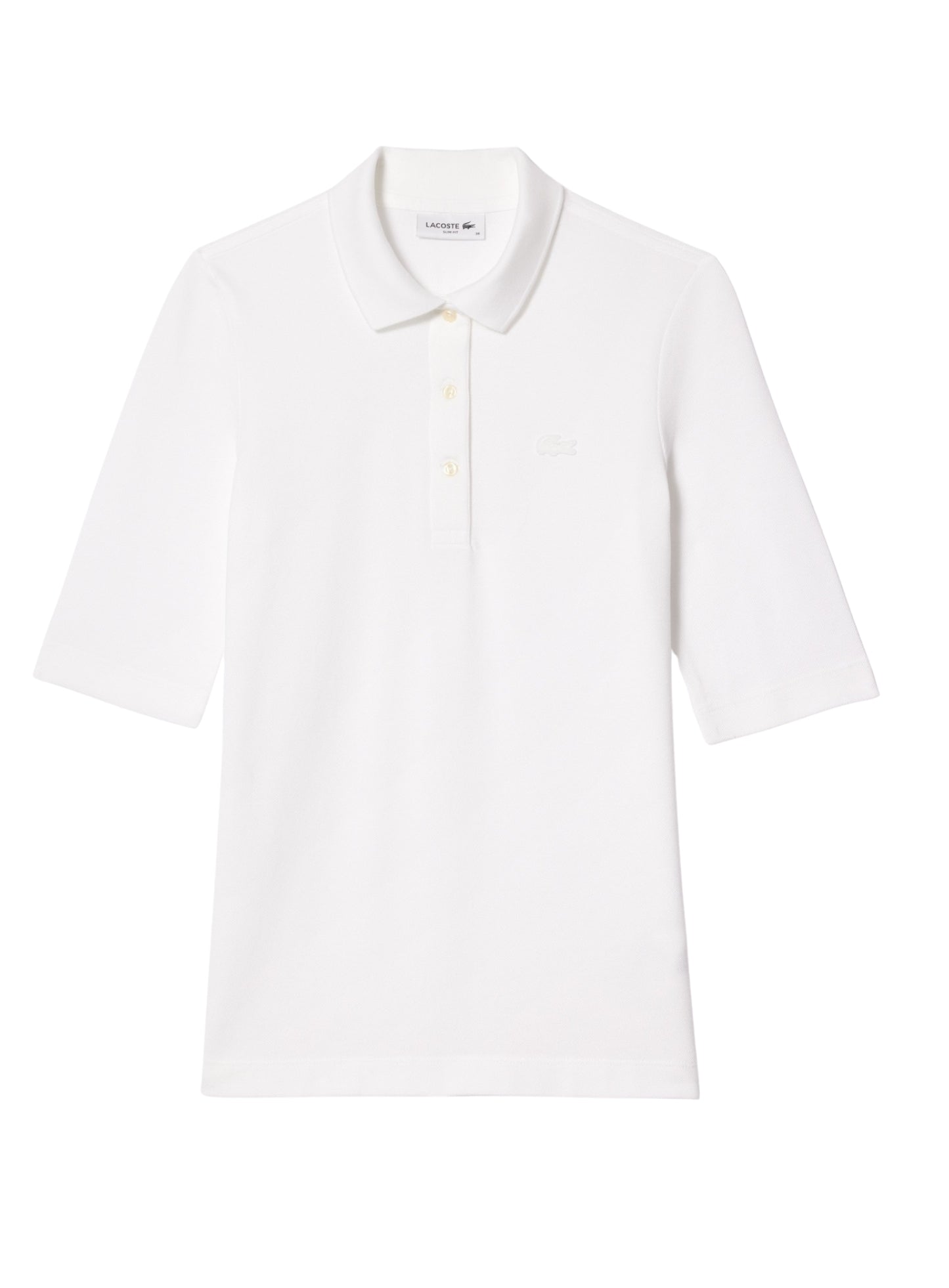 LACOSTE WOMEN Slim Fit L.12.D Three Quarter Sleeve Polo Shirt White