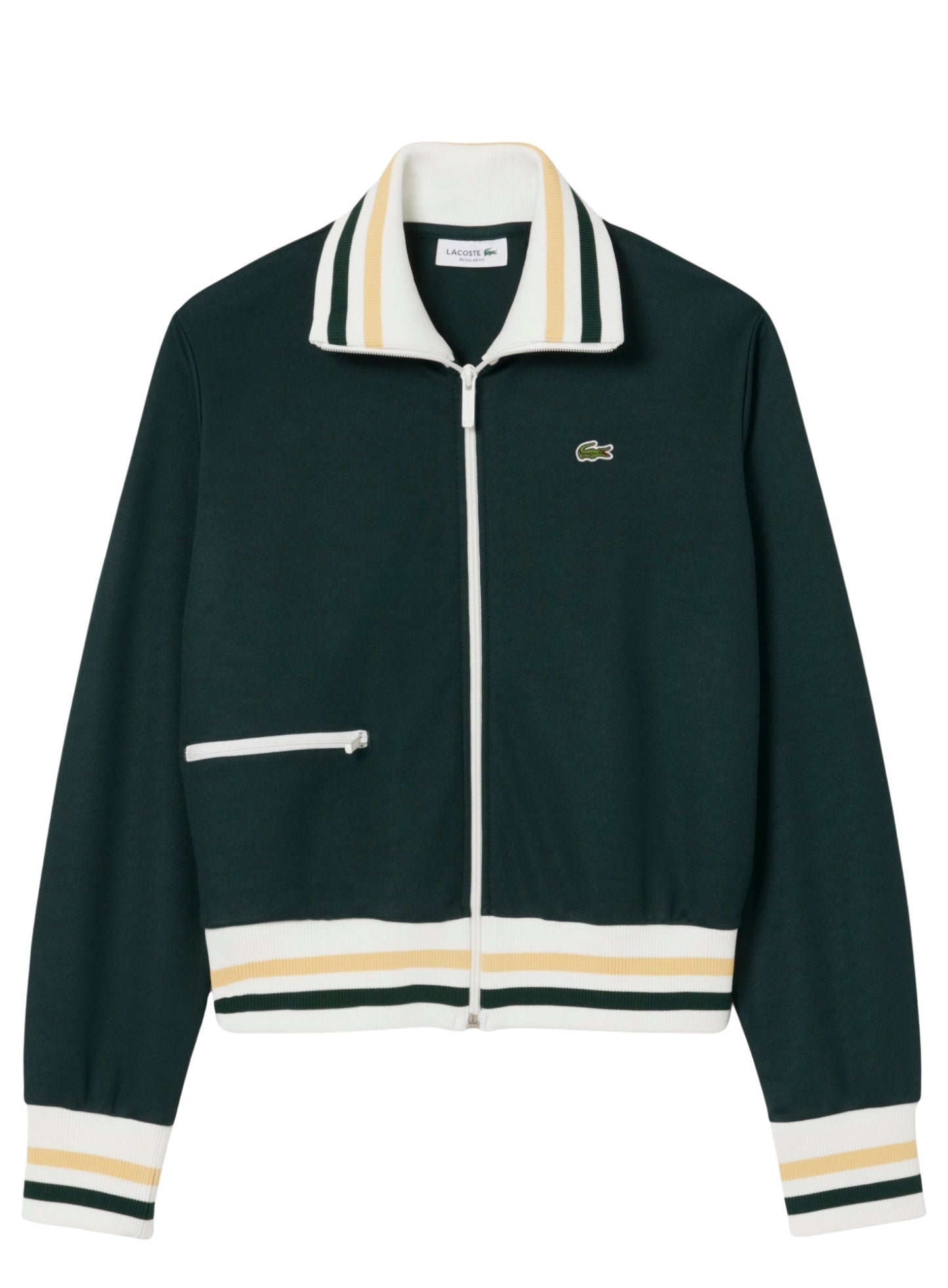 LACOSTE WOMEN Zipped Stripe Accent Sweatshirt Sinople Green
