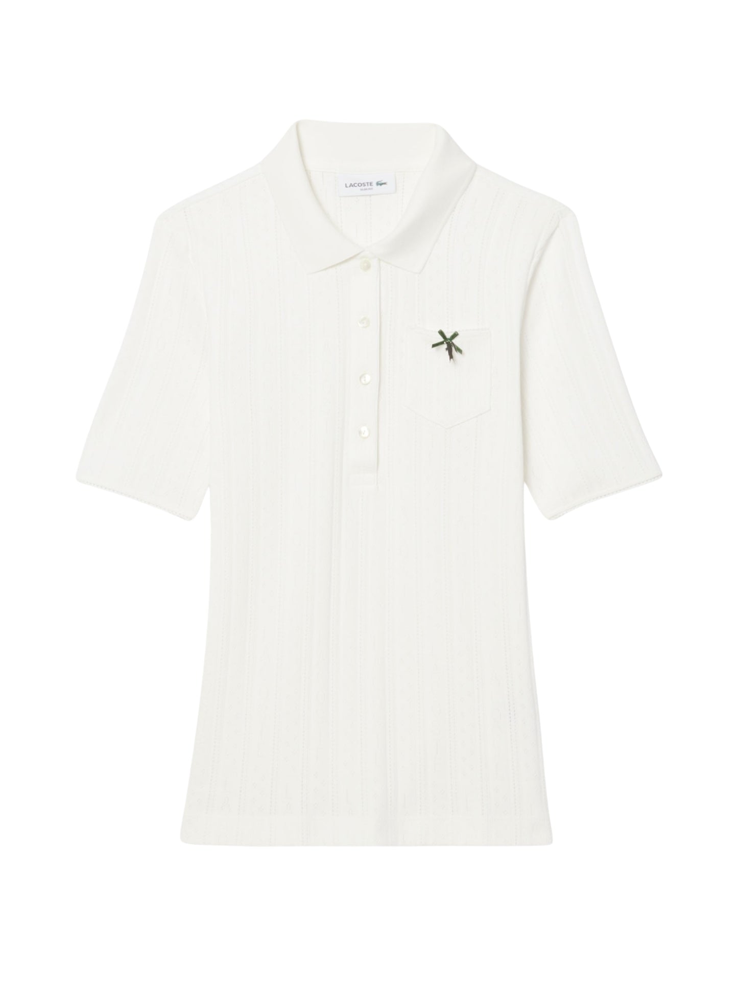LACOSTE WOMEN Slim Fit Pointelle Branded L.12.D Polo Shirt White