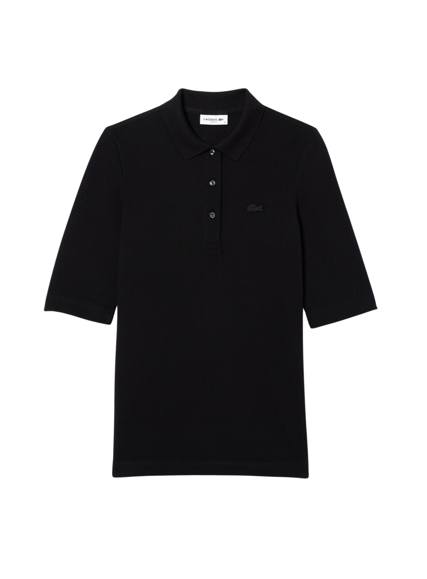 LACOSTE WOMEN Slim Fit L.12.D Three Quarter Sleeve Polo Shirt Black