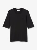 LACOSTE WOMEN Soft Cotton Three Quarter Sleeve T-shirt Black