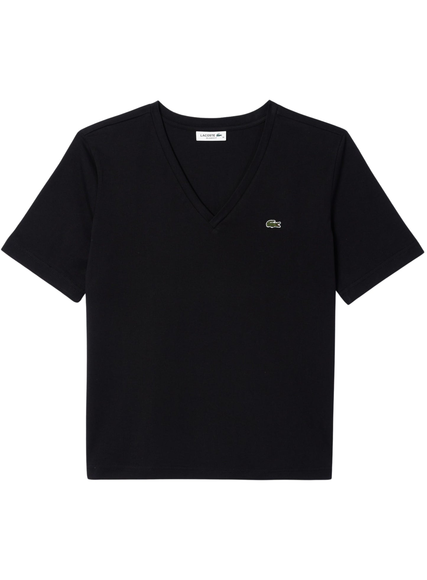LACOSTE WOMEN Relaxed Fit Soft Cotton V Neck T-shirt Black