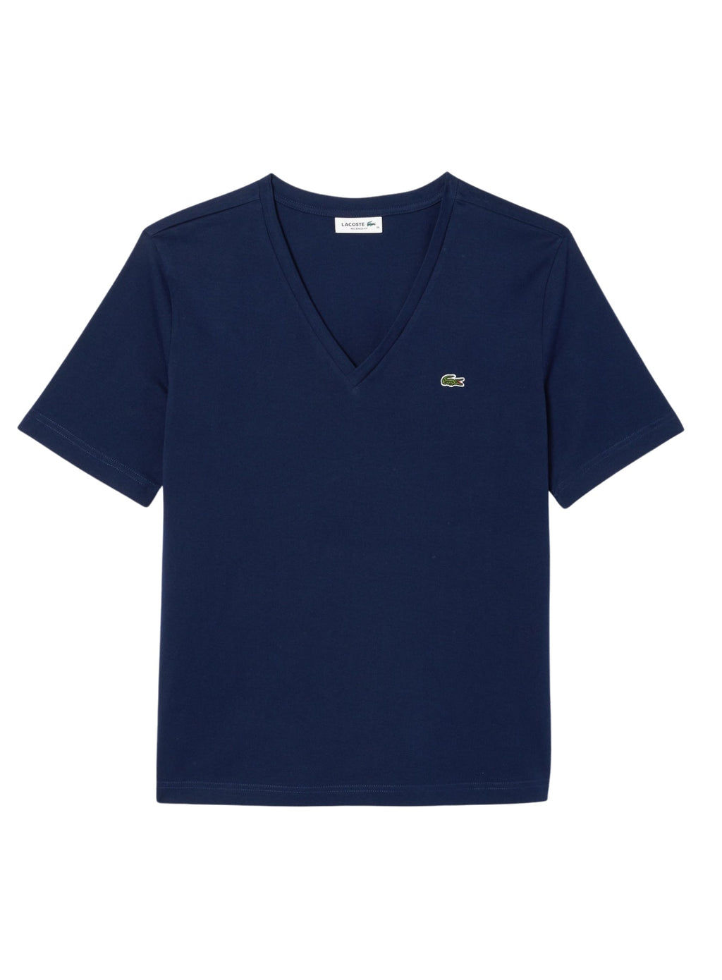 LACOSTE WOMEN Relaxed Fit Soft Cotton V Neck T-shirt Midnight Blue