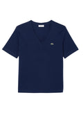 LACOSTE WOMEN Relaxed Fit Soft Cotton V Neck T-shirt Midnight Blue