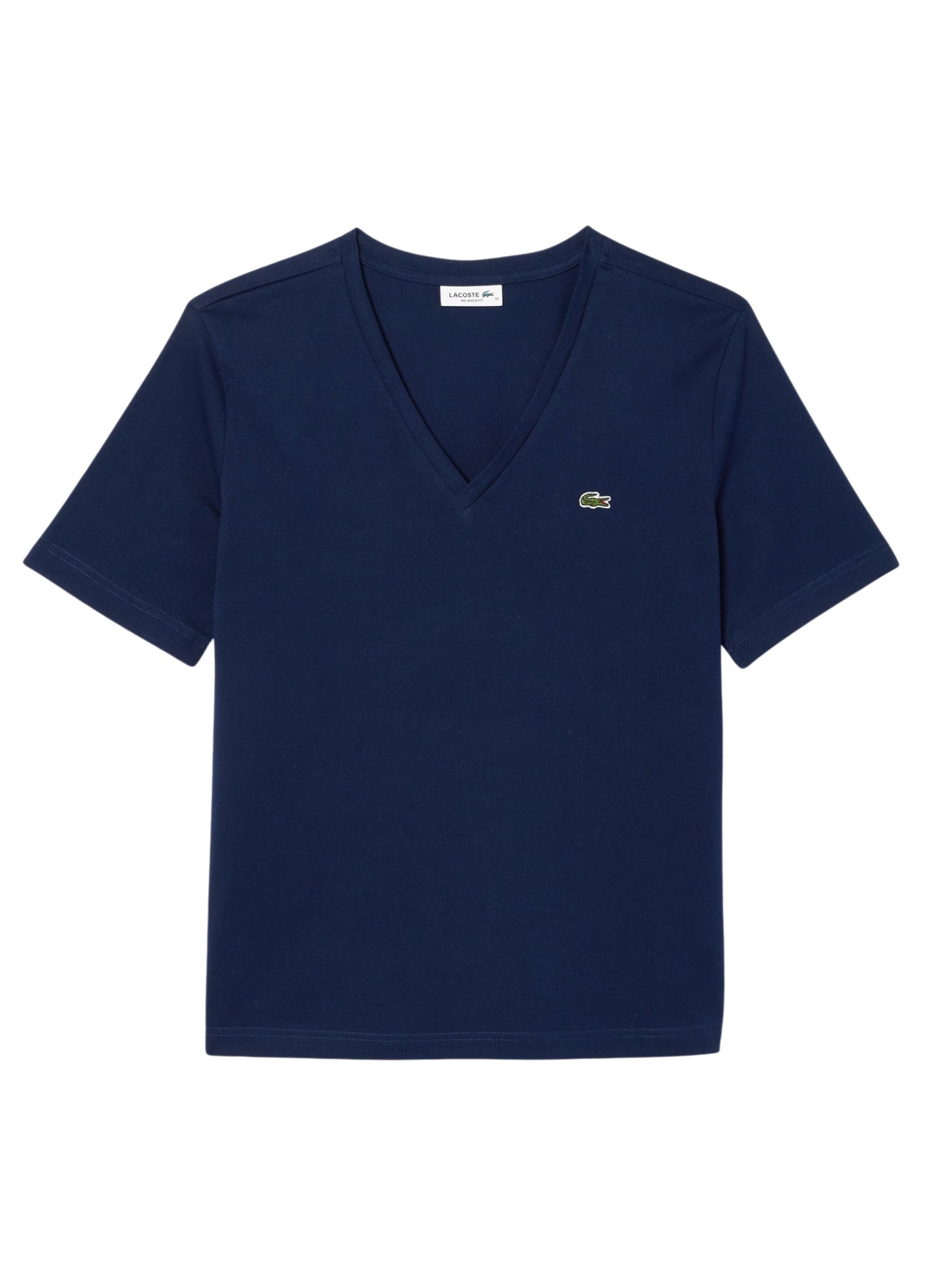 LACOSTE WOMEN Relaxed Fit Soft Cotton V Neck T-shirt Midnight Blue