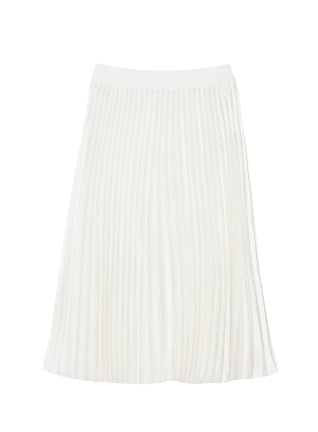 LACOSTE WOMEN Pleated Satin Midi Skirt White