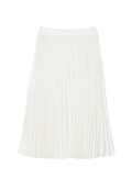LACOSTE WOMEN Pleated Satin Midi Skirt White
