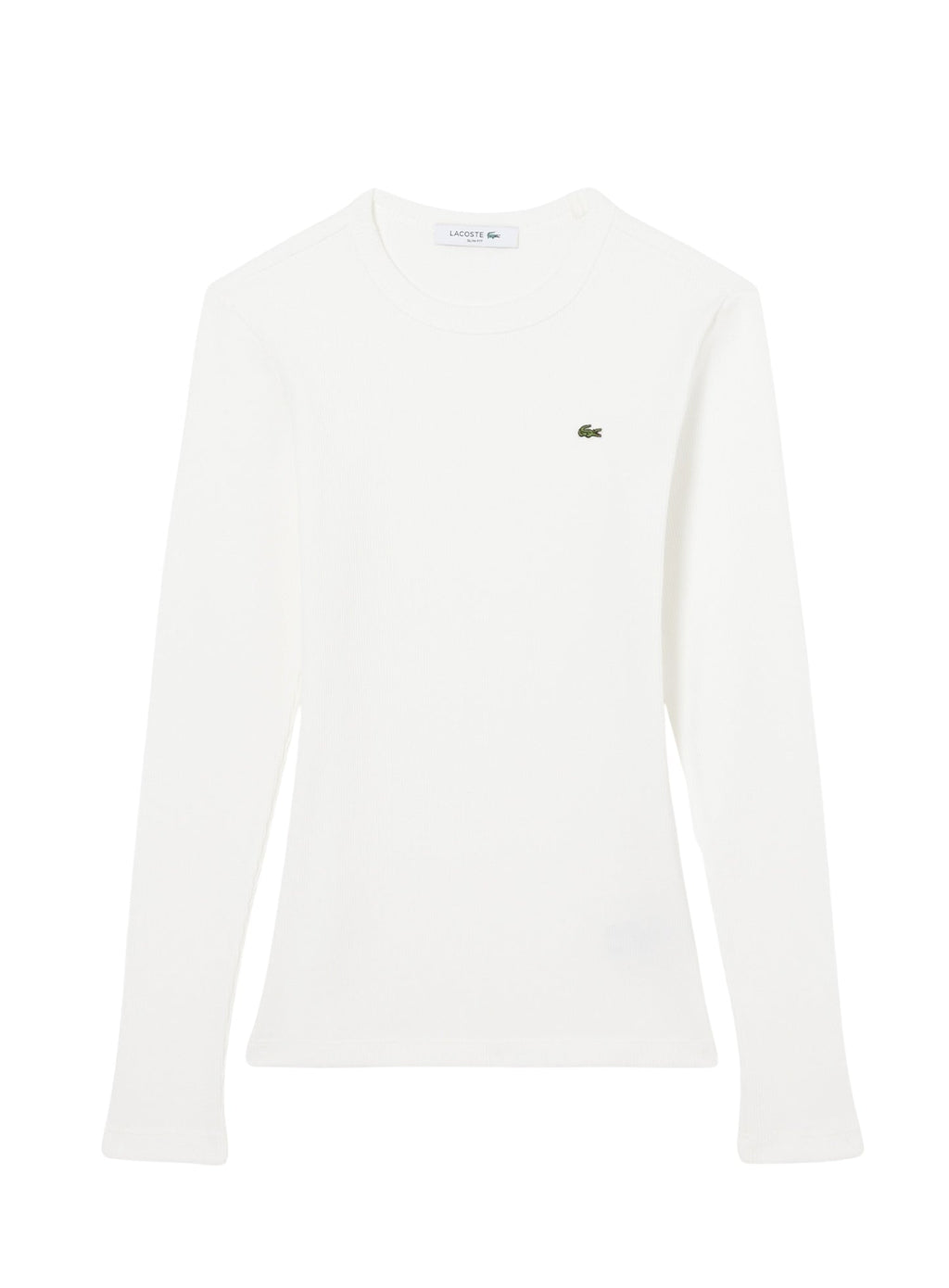 LACOSTE WOMEN Slim Fit Ribbed Cotton T-shirt White