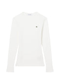 LACOSTE WOMEN Slim Fit Ribbed Cotton T-shirt White