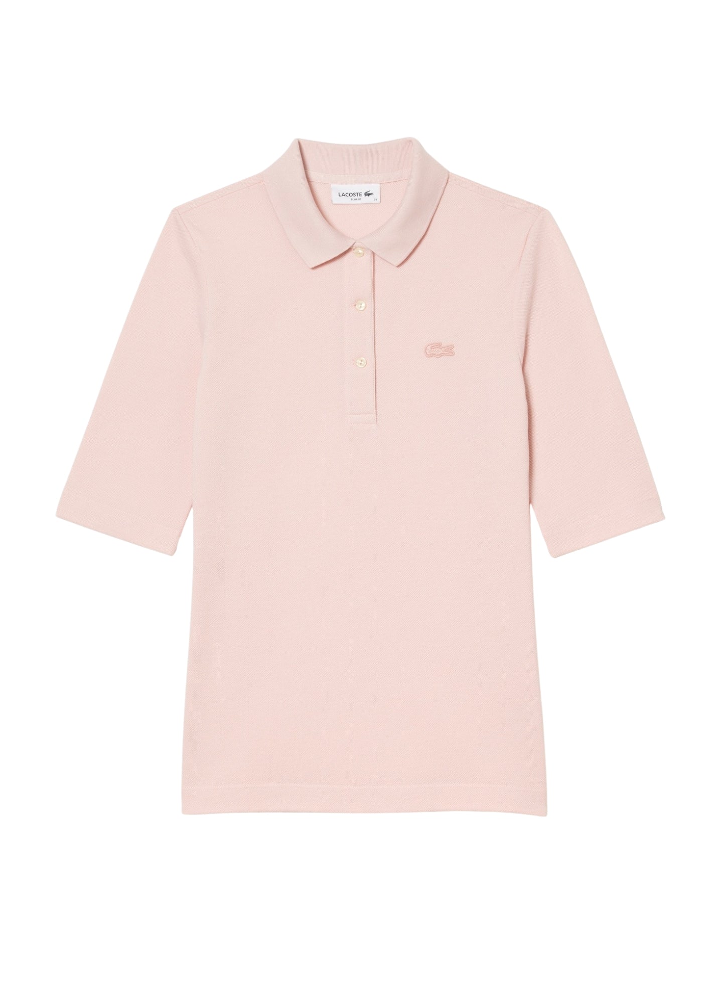 LACOSTE WOMEN Slim Fit L.12.D Three Quarter Sleeve Polo Shirt Light Pink
