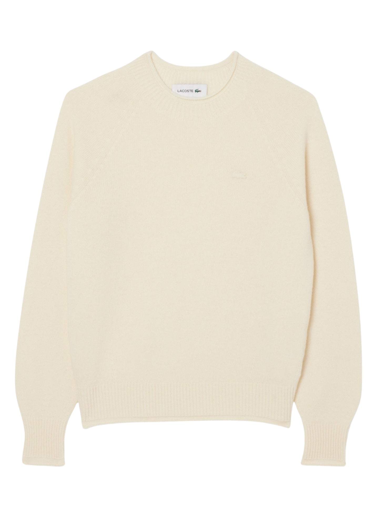 LACOSTE WOMEN 3D Knit Carded Wool Sweater Ecru White