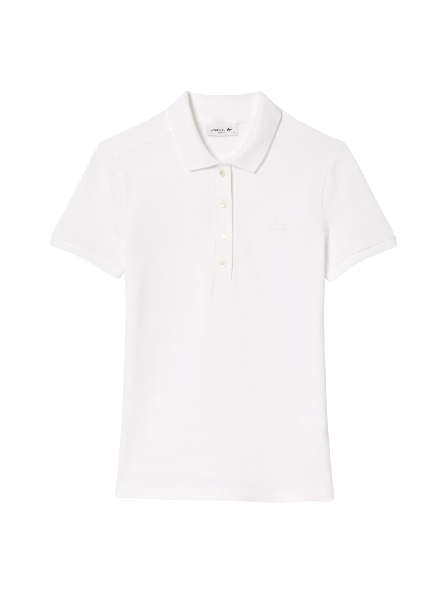 LACOSTE WOMEN L.12.D Slim Fit Stretch Piqué Polo Shirt White