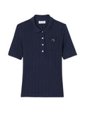 LACOSTE WOMEN Slim Fit Pointelle Branded L.12.D Polo Shirt Midnight Blue