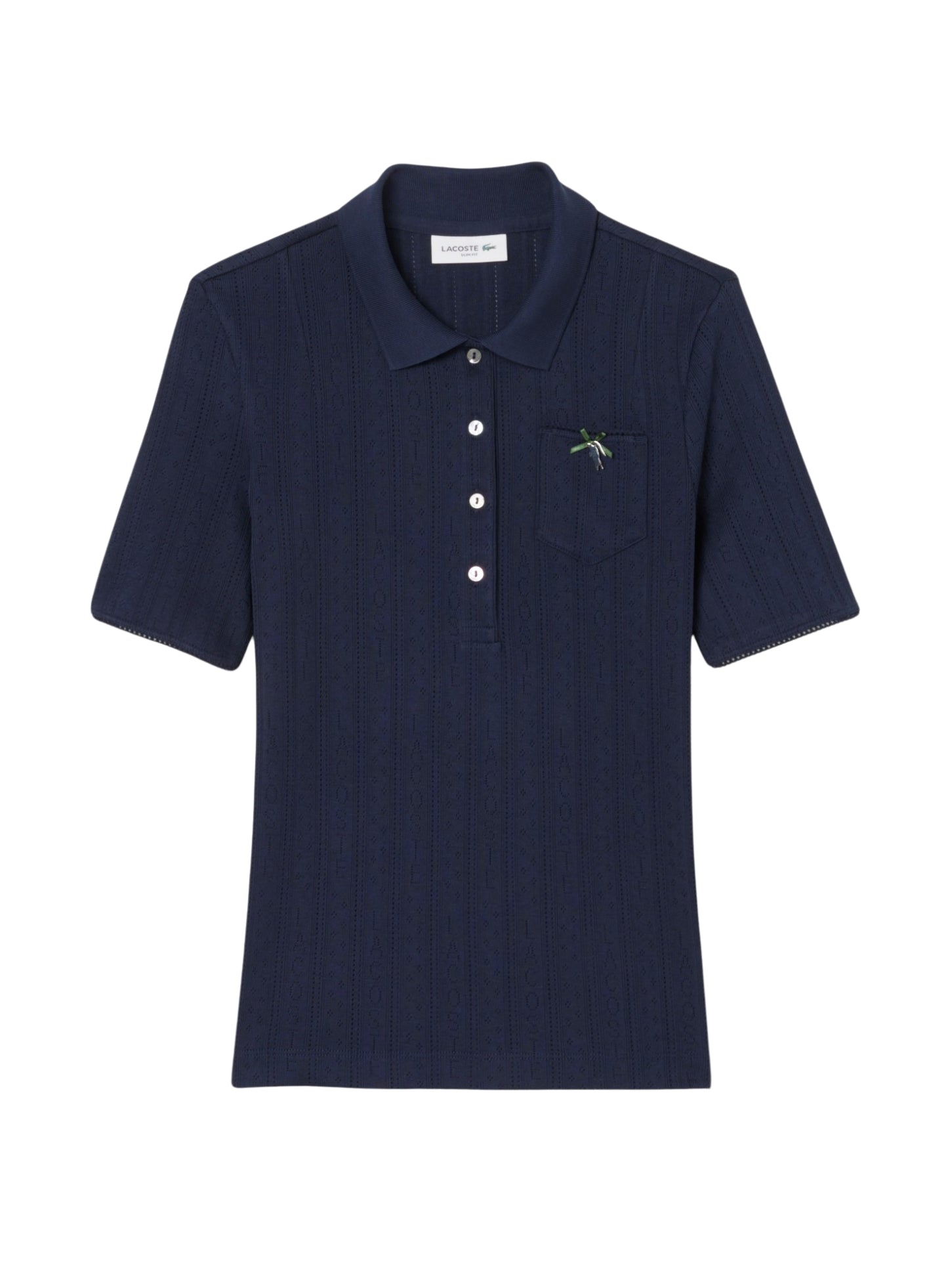LACOSTE WOMEN Slim Fit Pointelle Branded L.12.D Polo Shirt Midnight Blue