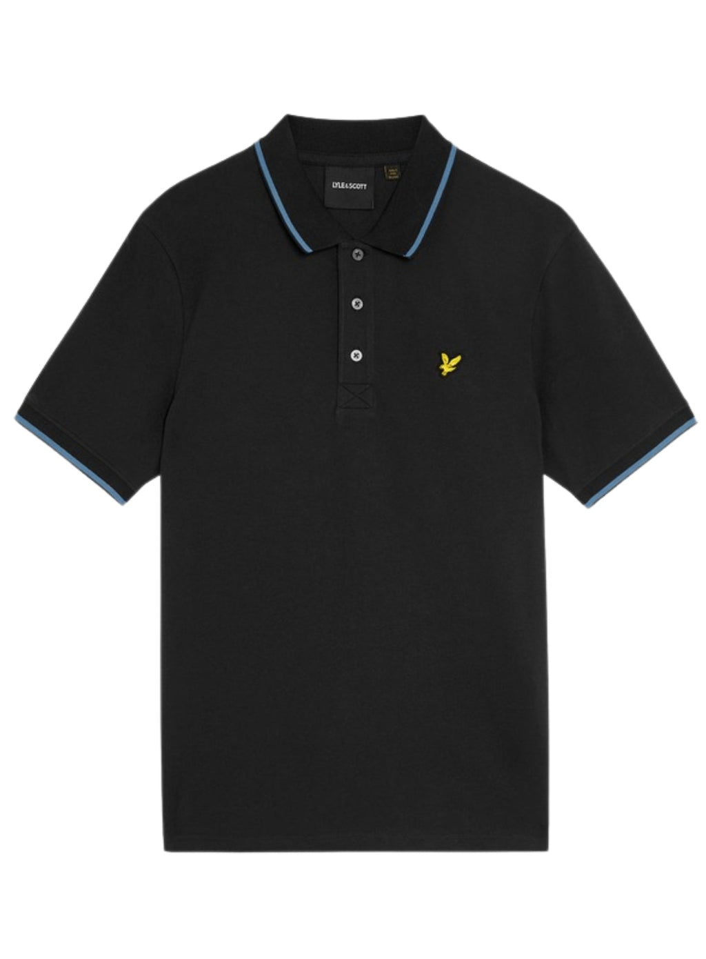 LYLE & SCOTT Tipped Polo Shirt Black Ice Ocean Sky