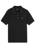 LYLE & SCOTT Tipped Polo Shirt Black Ice Ocean Sky