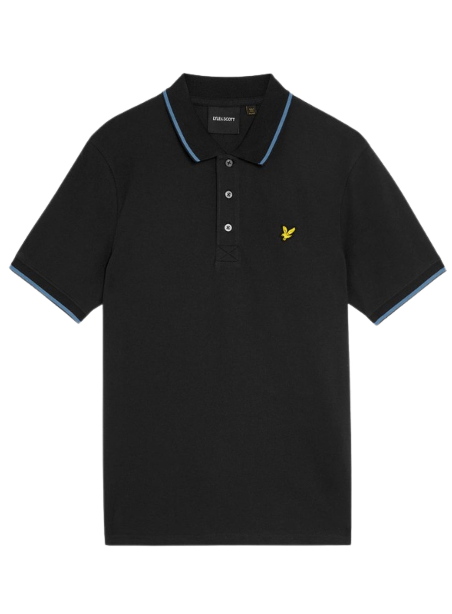 LYLE & SCOTT Tipped Polo Shirt Black Ice Ocean Sky