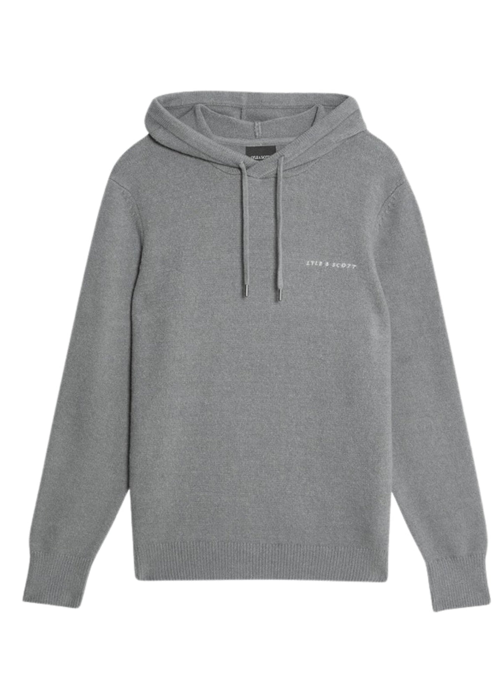 LYLE & SCOTT Script Knitted Hoodie Mid Grey Marl