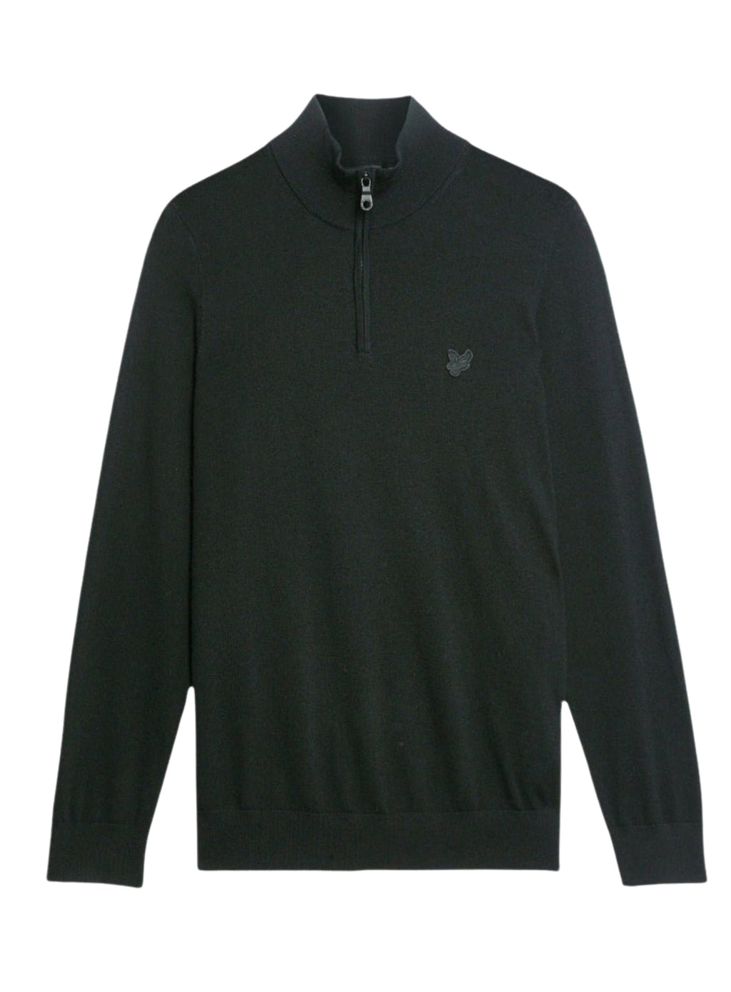 LYLE & SCOTT Tonal Eagle Merino Quarter Zip Jumper Jet Black