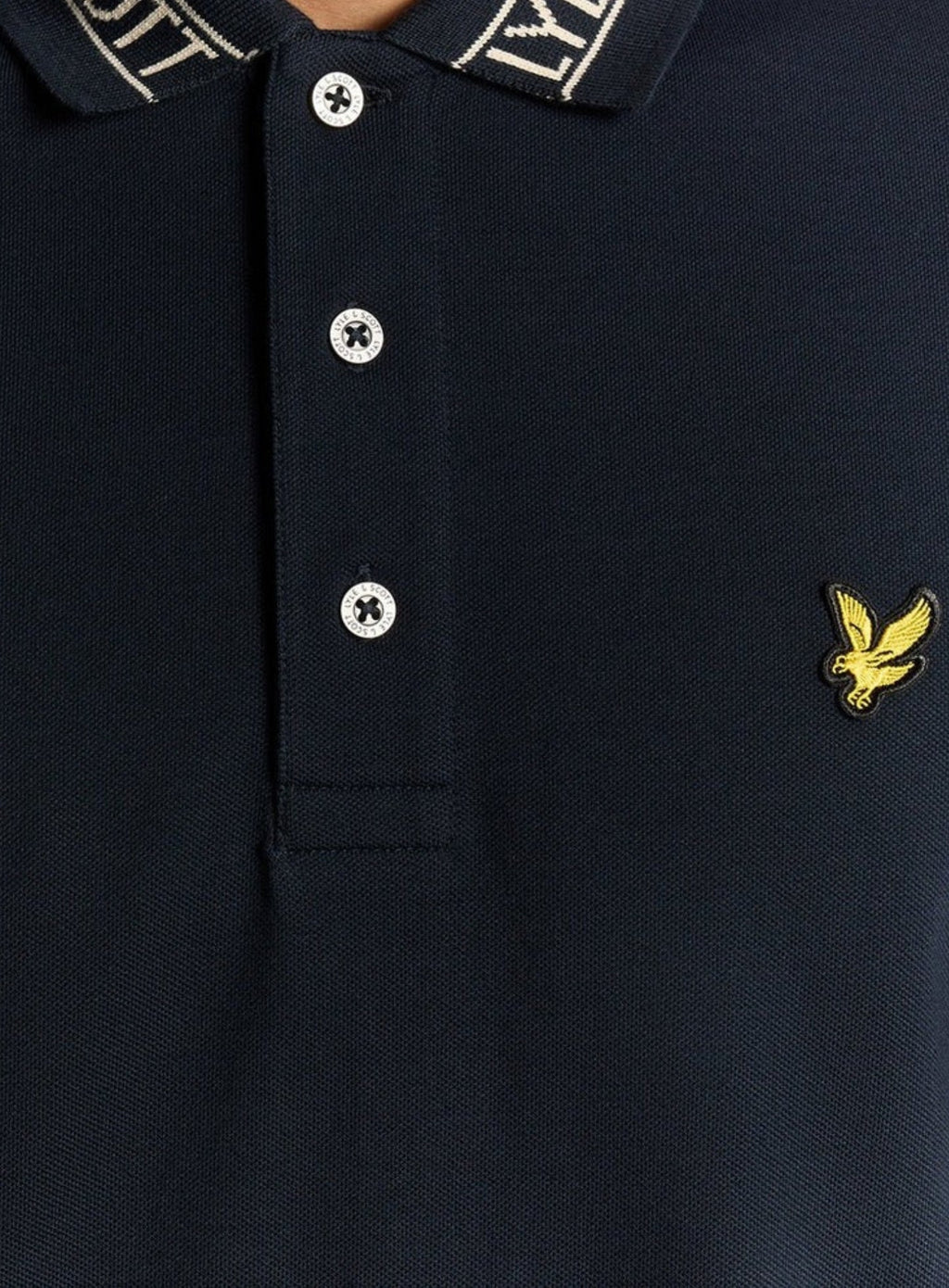 LYLE & SCOTT Collar Logo Ribbed Polo Shirt Dark Navy