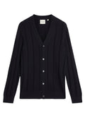 LYLE & SCOTT Drop Stitch Rib Knitted Cardigan Deep Navy