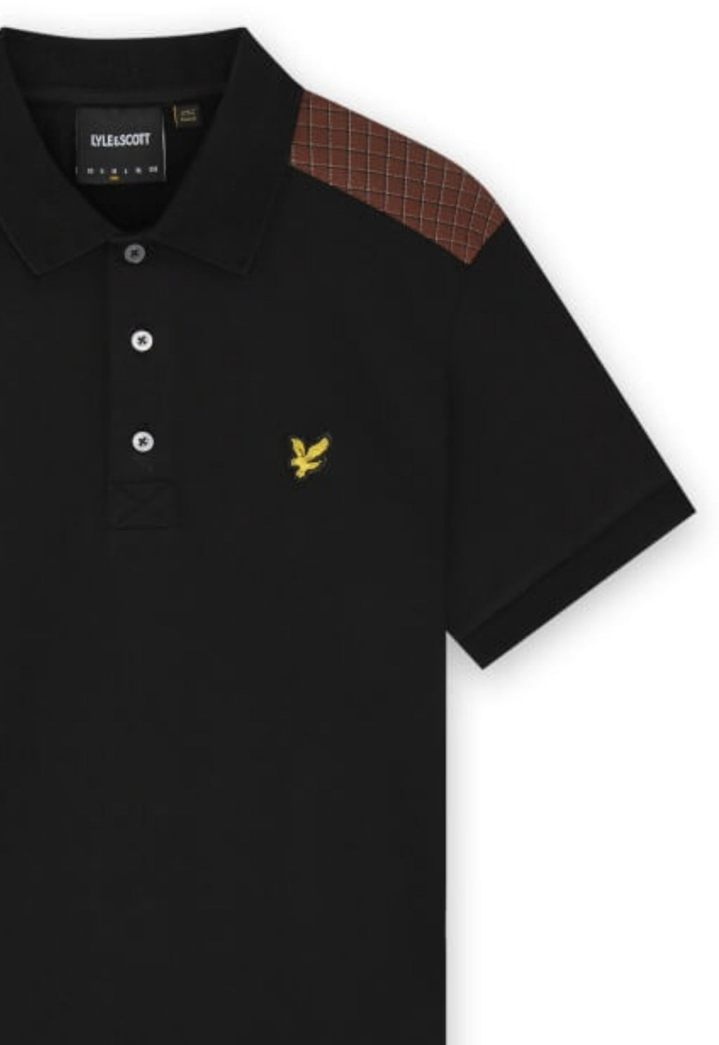 LYLE & SCOTT Check Panelled Polo Shirt Jet Black