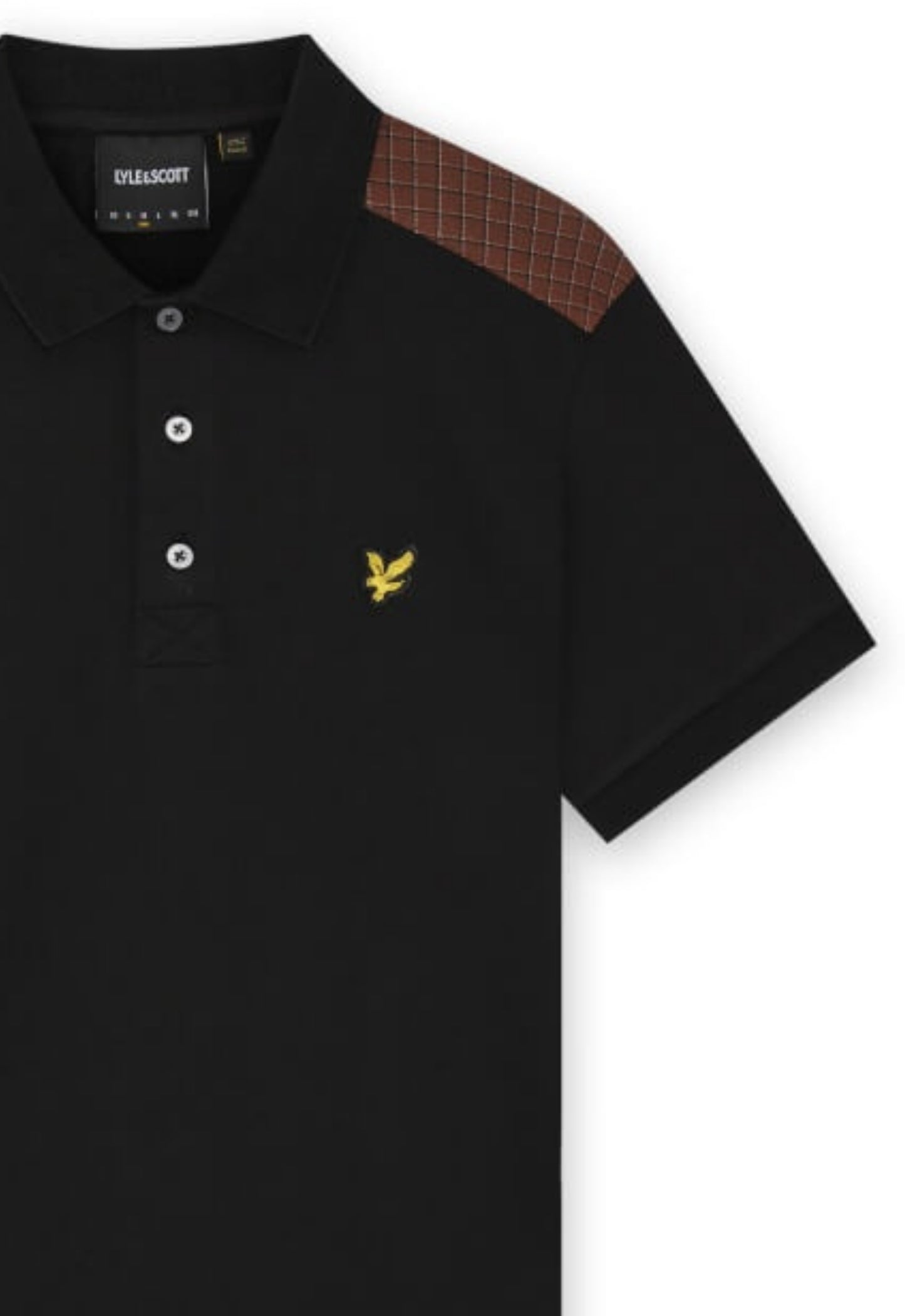 LYLE & SCOTT Check Panelled Polo Shirt Jet Black
